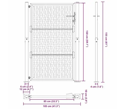 Dārza Vārti 105X155 Cm Laikapstākļu Tērauda Krustu Dizains Vidaxl