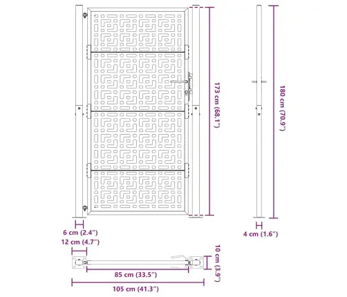 Dārza Vārti 105X180 Cm Laikapstākļu Tērauda Krustu Dizains Vidaxl
