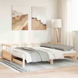 Lova Su Ištraukiama Dalimi Ir Čiužiniu, 80X200cm Pušis Lova Su Ištraukiama Dalimi Ir Čiužiniu, 80X200cm Pušis