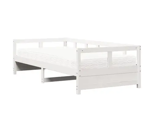 Lova Su Čiužiniu, Balta, 80X200cm Pušies Medienos Masyvas