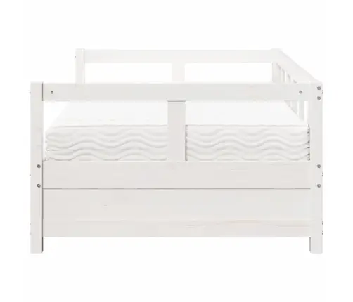 Lova Su Čiužiniu, Balta, 80X200cm Pušies Medienos Masyvas