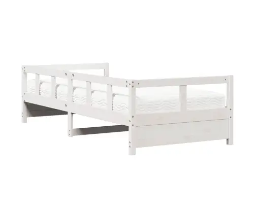 Lova Su Čiužiniu, Balta, 80X200cm Pušies Medienos Masyvas