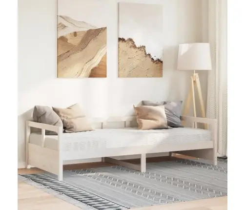 Lova Su Čiužiniu, Balta, 80X200cm Pušies Medienos Masyvas