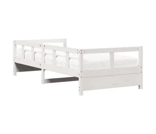 Gulta Ar Matraci, Balta, 90X200 Cm, Priedes Masīvkoks Vidaxl