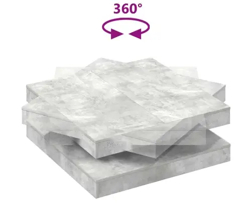 Kafijas Galdiņš 360 Grādos Grozāms Betona Pelēks 90X90X34,5 Cm Vidaxl