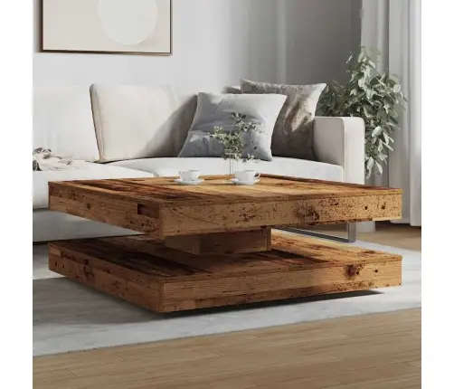 Kafijas Galdiņš 360 Grādos, Grozāms, Veca Koka, 90X90X34,5 Cm Vidaxl