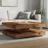 Kafijas Galdiņš 360 Grādos, Grozāms, Veca Koka, 90X90X34,5 Cm Vidaxl