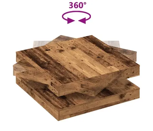Kafijas Galdiņš 360 Grādos, Grozāms, Veca Koka, 90X90X34,5 Cm Vidaxl
