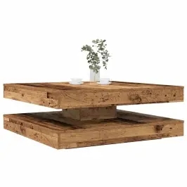 Kafijas Galdiņš 360 Grādos, Grozāms, Veca Koka, 90X90X34,5 Cm Vidaxl