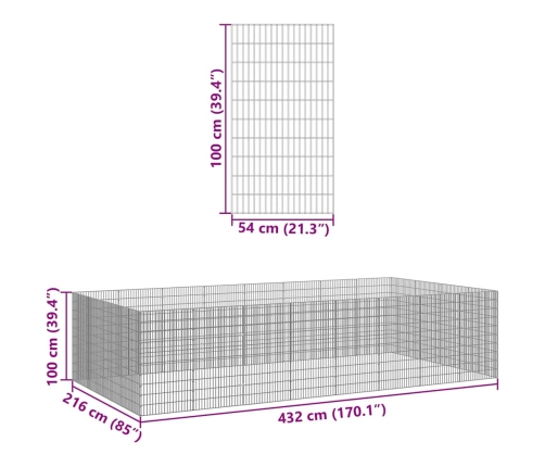 Aptvaras Gyvūnams, 24 Segmentai, 54X100cm Galvanizuota Geležis