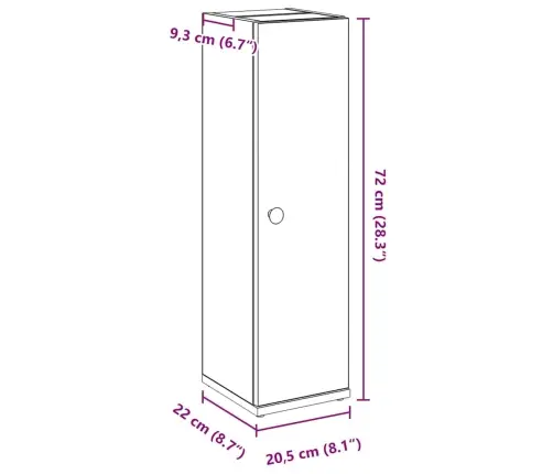 Vannitoakapp Rullihoidjaga Valge 20,5X22X72 Cm