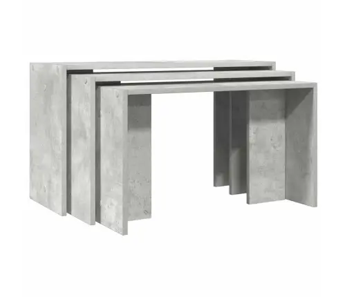 Sustumiami Staliukai, 3Vnt., Betono Pilki, Apdirbta Mediena