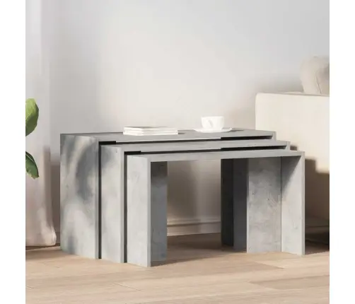 Sustumiami Staliukai, 3Vnt., Betono Pilki, Apdirbta Mediena