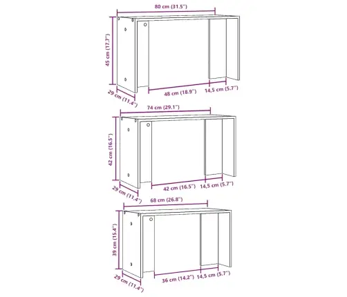Sustumiami Staliukai, 3Vnt., Betono Pilki, Apdirbta Mediena