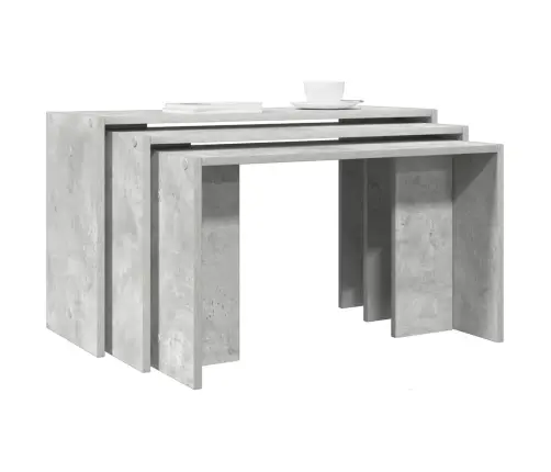 Sustumiami Staliukai, 3Vnt., Betono Pilki, Apdirbta Mediena