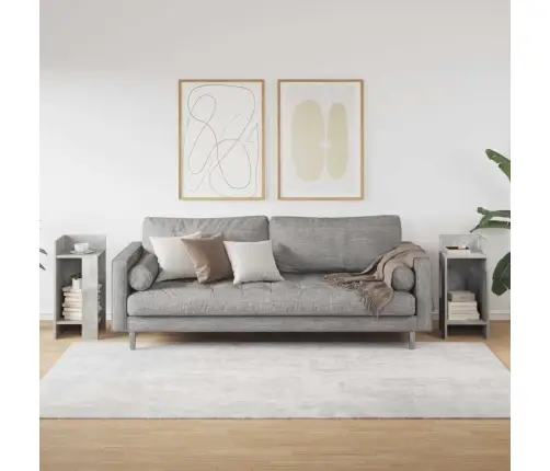 Šoniniai Staliukai Su Lentyna, 2Vnt., Pilka, 25,5X27X60Cm