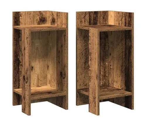 Lisalauad 2 Tk Riiuliga, Vana Puit, 25,5X27X60 Cm