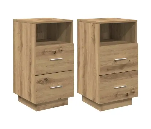 Naktsskapīši, 2 Gab., Ar 2 Atvilktnēm, Koka Krāsa, 36X36X68 Cm Vidaxl