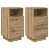 Naktsskapīši, 2 Gab., Ar 2 Atvilktnēm, Koka Krāsa, 36X36X68 Cm Vidaxl