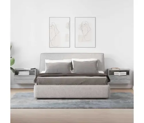 Sienas Naktsskapīši, 2 Gab., Pelēka Koka, 45X26X28,5 Cm Vidaxl