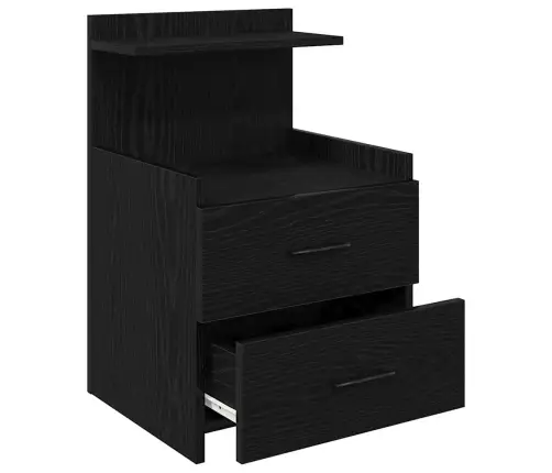 Naktsskapīši, 2 Gab., Ar 2 Atvilktnēm, Melni, 40X36,5X62 Cm Vidaxl