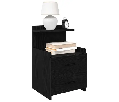 Naktsskapīši, 2 Gab., Ar 2 Atvilktnēm, Melni, 40X36,5X62 Cm Vidaxl