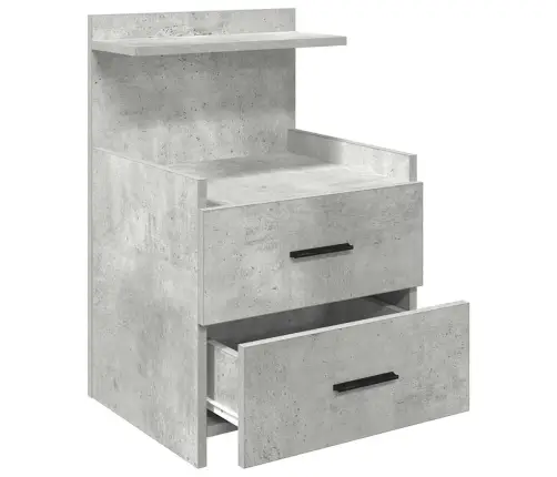 Naktinės Spintelės, 2 Vnt., Su 2 Stalčiais, Betono Pilkos Spalvos, 40X36,5X62 Cm
