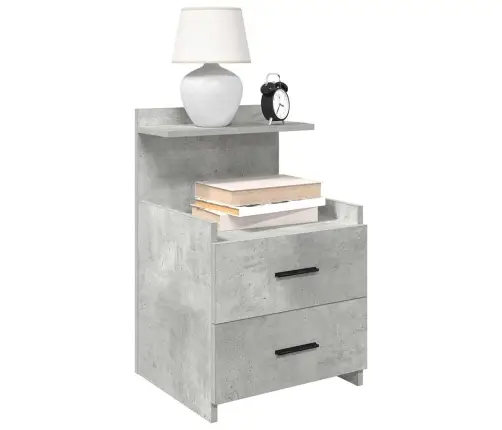 Naktinės Spintelės, 2 Vnt., Su 2 Stalčiais, Betono Pilkos Spalvos, 40X36,5X62 Cm