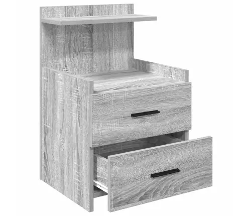 Naktinės Spintelės, 2 Vnt., Su 2 Stalčiais, Pilkos, Sonoma Spalvos, 40X36,5X62 Cm