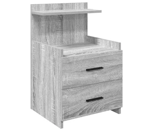 Naktinės Spintelės, 2 Vnt., Su 2 Stalčiais, Pilkos, Sonoma Spalvos, 40X36,5X62 Cm