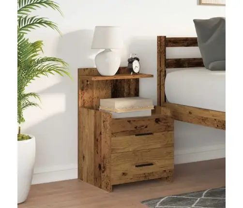 Naktsskapītis Ar 2 Atvilktnēm, Vecs Koks, 40X36,5X62 Cm Vidaxl