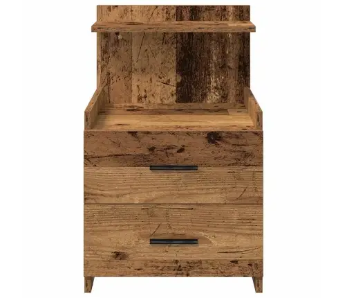 Naktsskapītis Ar 2 Atvilktnēm, Vecs Koks, 40X36,5X62 Cm Vidaxl