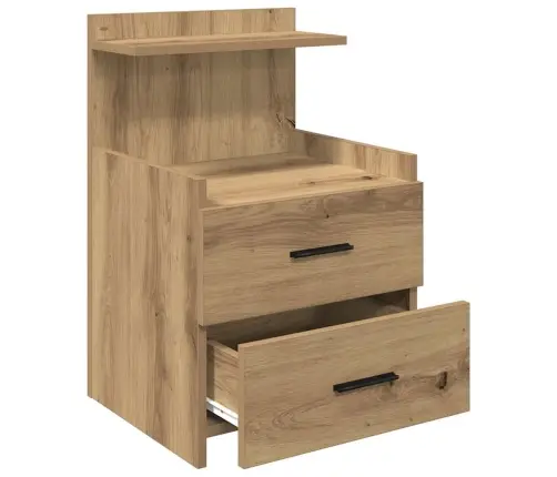 Naktinės Spintelės, 2 Vnt. Su 2 Stalčiais, Ąžuolo Spalvos, 40X36,5X62 Cm