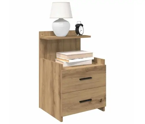 Naktinės Spintelės, 2 Vnt. Su 2 Stalčiais, Ąžuolo Spalvos, 40X36,5X62 Cm