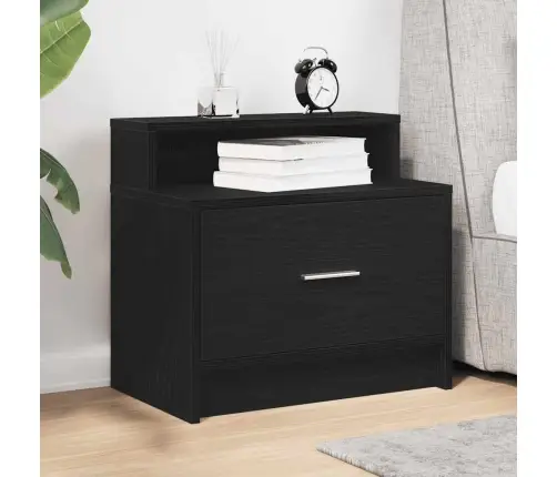 Naktsskapītis Ar Atvilktni, Melns Ozols, 51X31X47 Cm Vidaxl