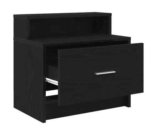 Naktsskapītis Ar Atvilktni, Melns Ozols, 51X31X47 Cm Vidaxl