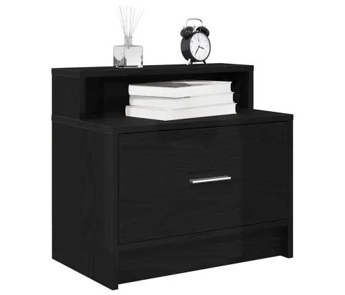 Naktsskapītis Ar Atvilktni, Melns Ozols, 51X31X47 Cm Vidaxl