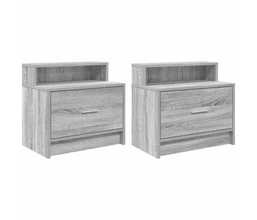Naktinės Spintelės Su Stalčiumi, 2Vnt., Pilka, 51X31X47Cm Naktinės Spintelės Su Stalčiumi, 2Vnt., Pilka, 51X31X47Cm