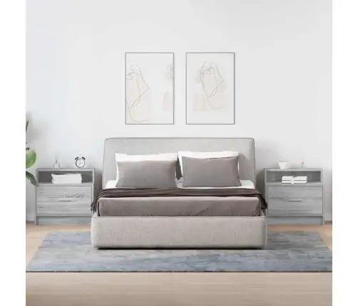 Naktinės Spintelės Su Stalčiumi, 2Vnt., Pilka, 51X31X47Cm Naktinės Spintelės Su Stalčiumi, 2Vnt., Pilka, 51X31X47Cm