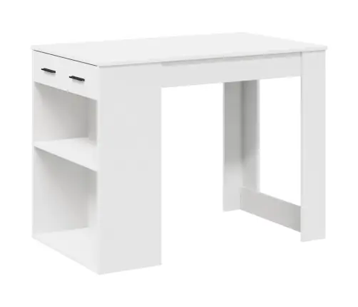 Kirjutuslaud Sahtli Ja Riiuliga, Valge 102X62X77,5Cm Ehituspuit