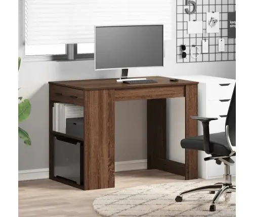 Rakstāmgalds Ar Atvilktni Un Plauktu, 102X62X77,5 Cm, Koks Vidaxl