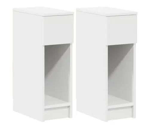 Naktinės Spintelės Su Stalčiumi, 2Vnt., Baltos, 20X36X60Cm