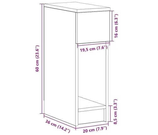Naktsskapītis Ar Atvilktni, Veca Koka, 20X36X60 Cm Vidaxl