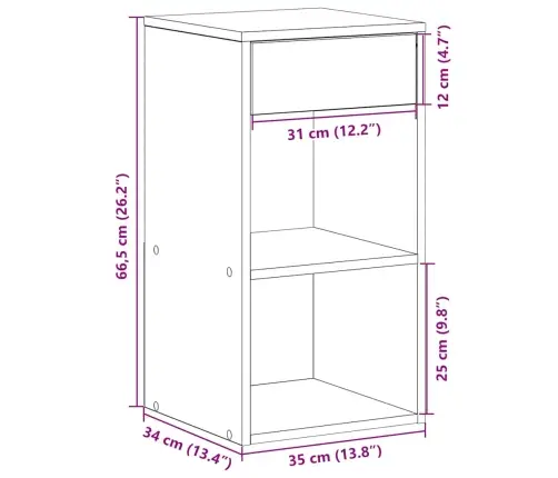 Naktsskapīši Ar Atvilktni, 2 Gab., Ozolkoka, 35X34X66,5 Cm Vidaxl