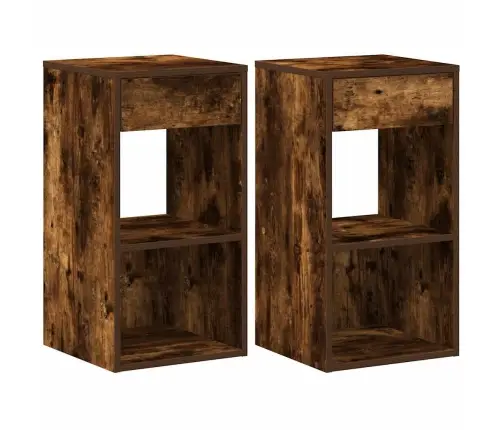 Sahtliga Öökapid 2 Tk, Suitsutatud Tamm, 35X34X66,5 Cm