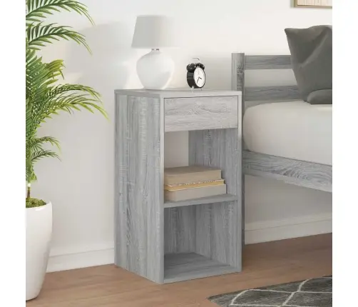 Naktsskapītis Ar Atvilktni, Pelēka Koka, 35X34X66,5 Cm Vidaxl
