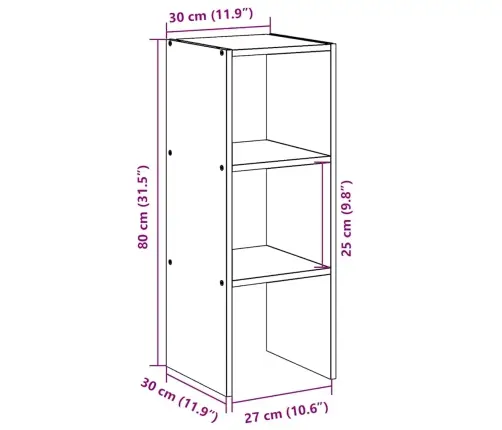 Virnastatav Raamaturiiul Valge 30X30X80 Cm Ehituspuit