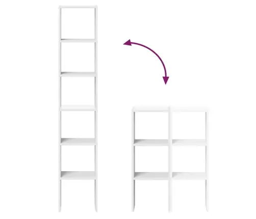 Raamatukapid 2 Tk, Virnastatav, Valge, 30X30X80 cm Tehispuit