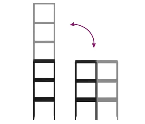 Raamatukapid 2Tk, Virnastatav, Must Tamm, 30X30X80cm Tehispuit