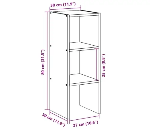 Grāmatu Skapis, Saliekams, Betona Pelēks, 30X30X80 Cm Vidaxl